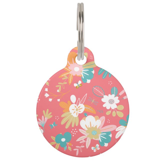 Médaillon Pour Animaux Fun joli scandi fleurs (Devant)
