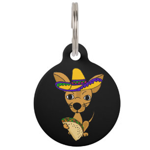 Médaillon Pour Animaux Funny Chihuahua Chien mangeant du tacos