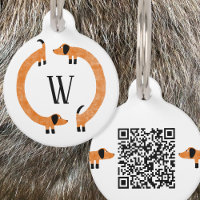 Funny Dachshund Saucisse Chien Monogramme QR Code
