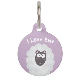 Médaillon Pour Animaux Funny Whimsical Pun I Love You Sweet Pastel Purple