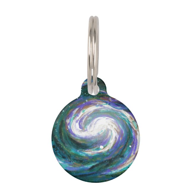 Médaillon Pour Animaux Galaxie d'émeraude et de violet (Devant)