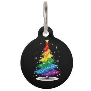 Médaillon Pour Animaux Gay LGBT Pride Arbre de Noël Arc-en-ciel Joyeux No