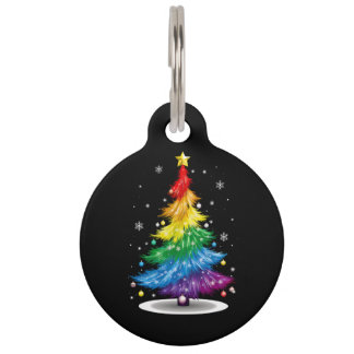 Médaillon Pour Animaux Gay LGBT Pride Arbre de Noël Arc-en-ciel Joyeux No