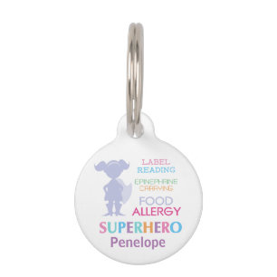 Médaillon Pour Animaux Girl Superhero Alimentation Allergy Enfants Epinep