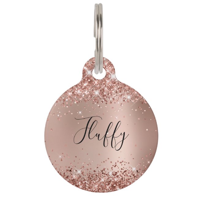 Médaillon Pour Animaux Glitterie Rose Gold Glam Gradient (Devant)