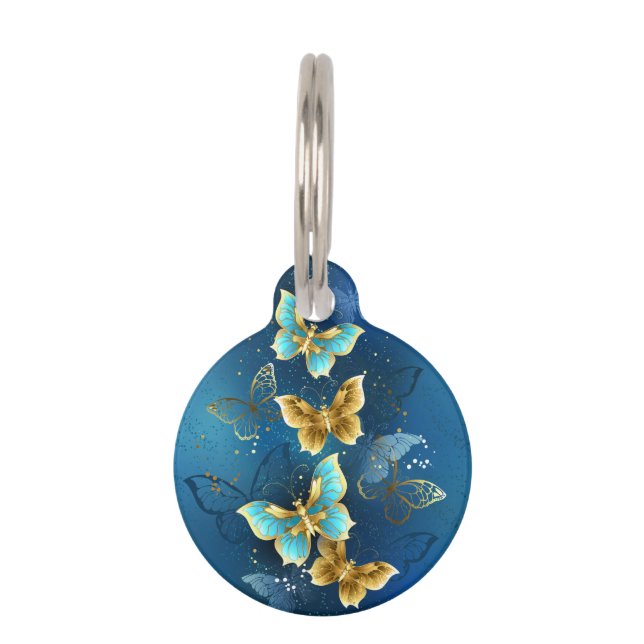 Médaillon Pour Animaux Golden butterflies (Devant)