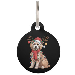 Médaillon Pour Animaux Golden Doodle Magnifique Renne Arbre de Noël 