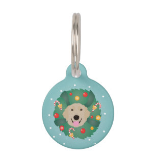 Médaillon Pour Animaux Golden Retriever Dog Christmas Wreath