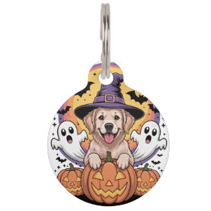 Médaillon Pour Animaux Golden Retriever Halloween