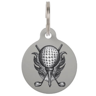 Médaillon Pour Animaux Golf Ball Tee Clubs Golfer Pen Enk Illustré