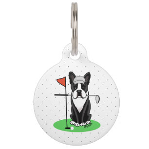 Médaillon Pour Animaux Golf Boston Terrier (noir) mignon chien