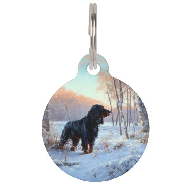 Médaillon Pour Animaux Gordon Setter Laisse Il Neige Noël (Devant)