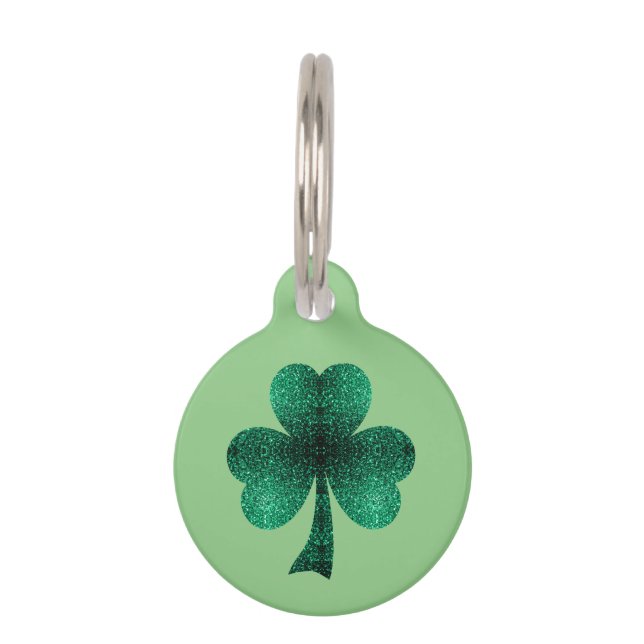 Médaillon Pour Animaux Green Sparkles Shamrock St Patrick' Day (Devant)