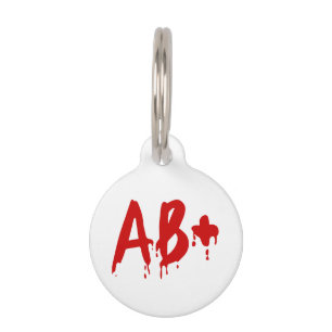 Médaillon Pour Animaux Groupe sanguin AB+ Positif #Hôpital d'horreur