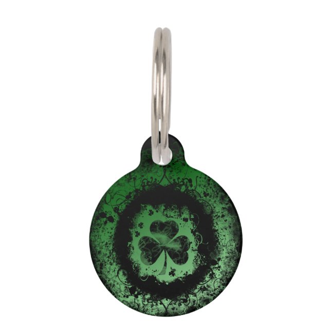Médaillon Pour Animaux Grunge-goth St. Patrick's day Shamrock (Devant)