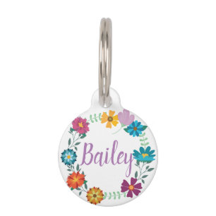 Médaillon Pour Animaux Guirlande assez colorée de fleur personnalisée