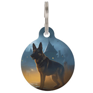 Médaillon Pour Animaux Halloween berger allemand effroi