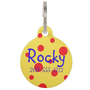Médaillon Pour Animaux HAMbyWG - Balise de nom de chien - Point de Polka 