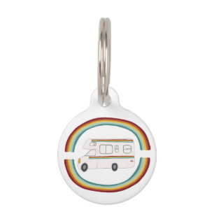 Médaillon Pour Animaux Happy Campers Rainbows Motorhome RVing Whimsical