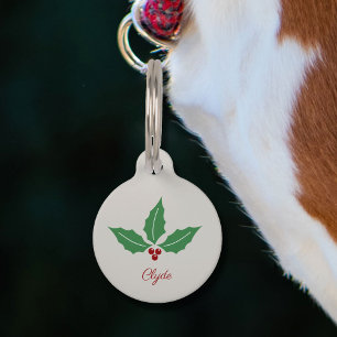 Médaillon Pour Animaux Houx de Noël