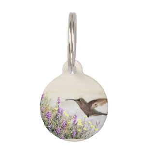 Médaillon Pour Animaux Hummingbird et Fleur sauvage Digital Ar