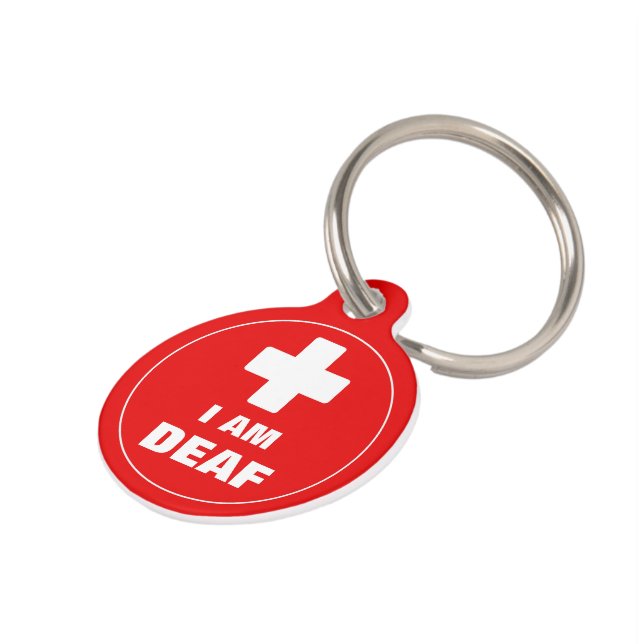 Médaillon Pour Animaux "I Am Deaf" Besoins spéciaux Sourds Pet ID Balise (Côté )