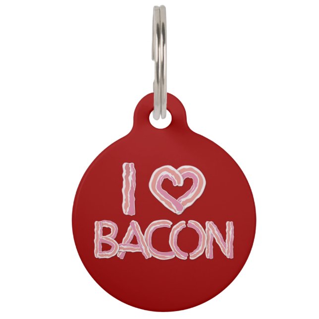 Médaillon Pour Animaux I Love Bacon (Devant)