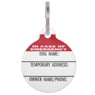 Médaillon Pour Animaux ID chien d'urgence adresse temporaire vacances