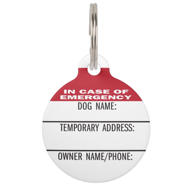 Médaillon Pour Animaux ID chien d'urgence adresse temporaire vacances (Devant)