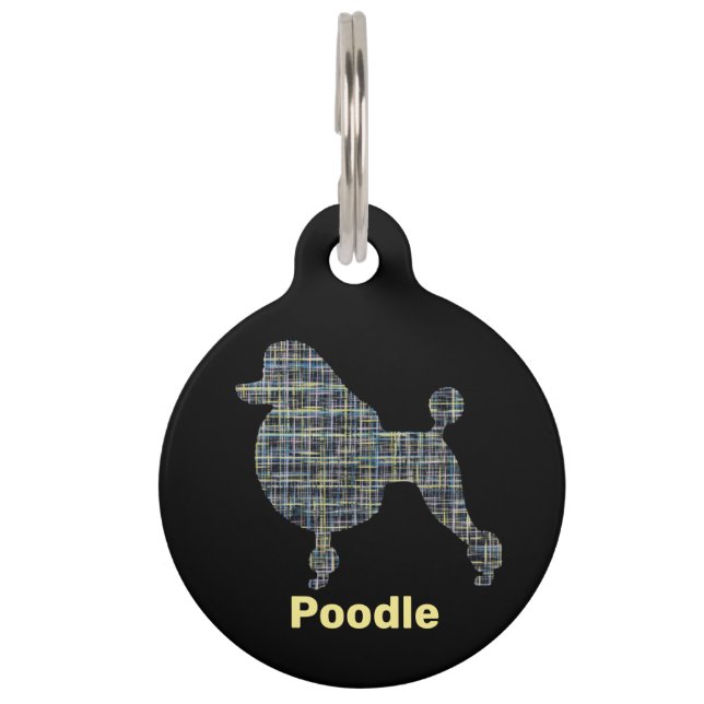 Médaillon Pour Animaux ID de grille de silhouette de chien de caniche (Devant)