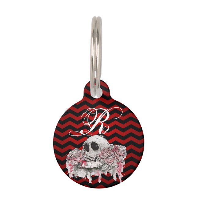 Médaillon Pour Animaux Identificateur de chien personnalisé Rose Gothic C (Devant)