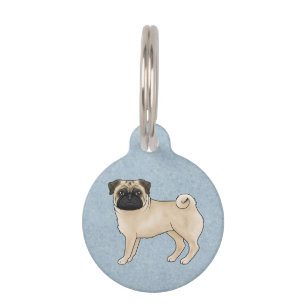 Médaillon Pour Animaux Illustration de dessin animé de chien Carlin faon