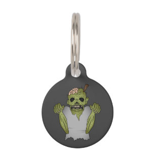 Médaillon Pour Animaux Illustration de personnage Zombie vert et informat