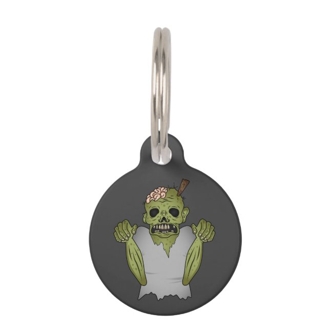 Médaillon Pour Animaux Illustration de personnage Zombie vert et informat (Devant)