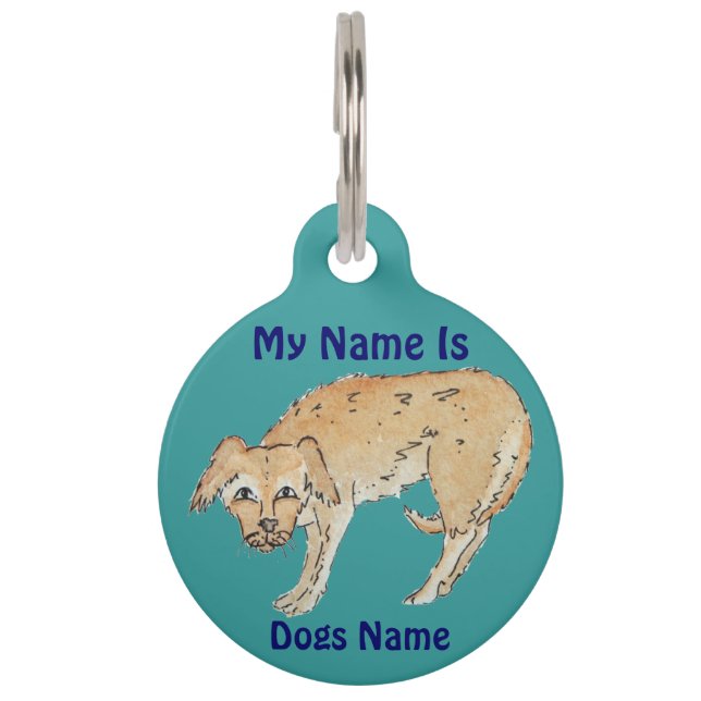 Médaillon Pour Animaux image de chien mélangé délabré de race (Devant)