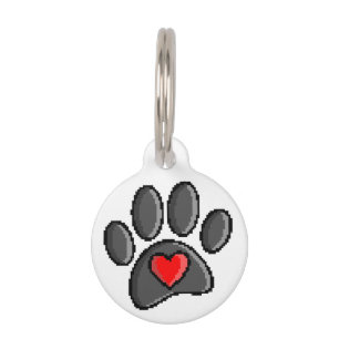 Médaillon Pour Animaux Impression de patte de chien en pixel art 8 bits d