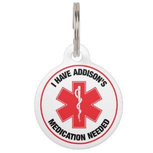 Médaillon Pour Animaux J'ai une alerte médicale d'Addison  Médicaments né