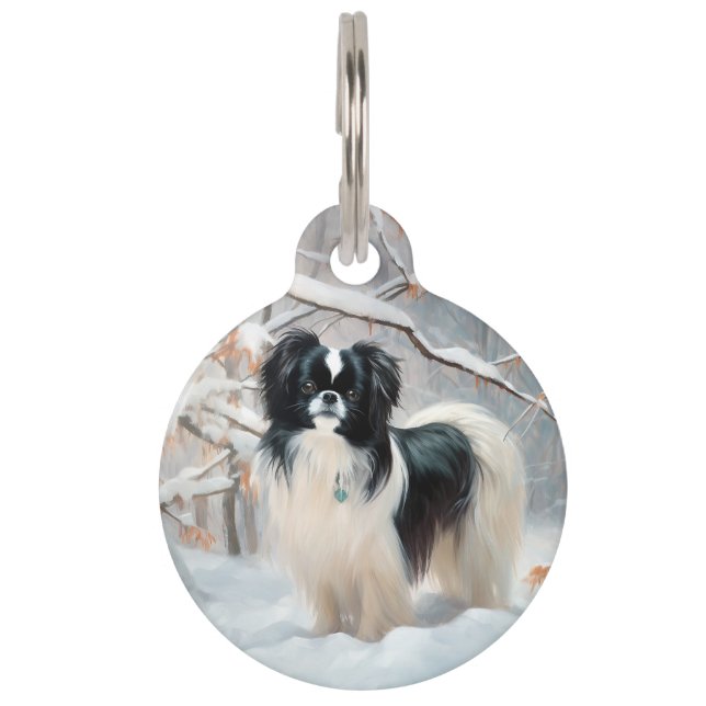 Médaillon Pour Animaux Japanese Chin Laissez Neiger Noël (Devant)