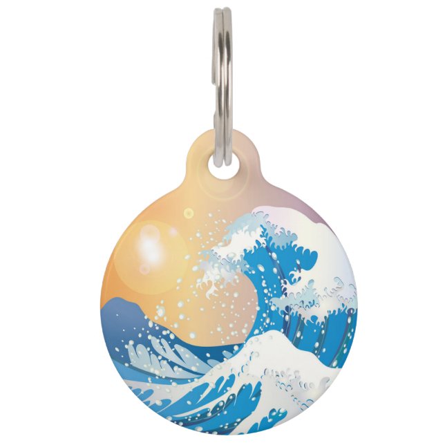 Médaillon Pour Animaux Japonais Wave Art Sunset Ocean (Devant)