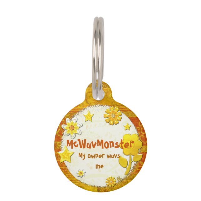 Médaillon Pour Animaux Jaune en Jeu Joyau ID PERSONNALISÉ (Devant)