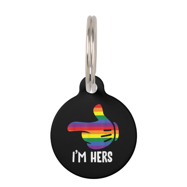 Médaillon Pour Animaux Je suis Hers Rainbow Lesbian Couple Funny LGBT Pri (Devant)