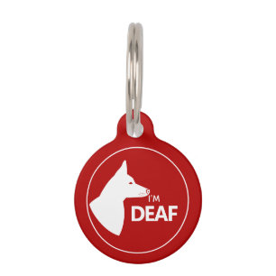 Médaillon Pour Animaux Je suis Sourd Chien Rouge Et Blanc Avec Oreilles P