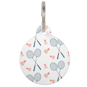Médaillon Pour Animaux Joli Badminton Racquet Birdie Shuttlecock Retro