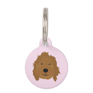 Médaillon Pour Animaux Joli Goldendoodle Visage rose