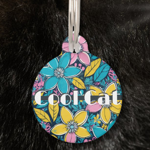Médaillon Pour Animaux Joli Groovy Rétro Hippie Chat Coloré