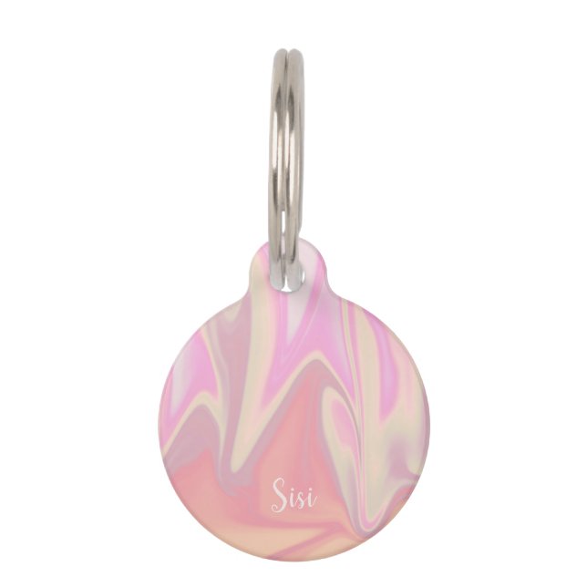 Médaillon Pour Animaux Joli marbre rose élégant et moderne (Devant)