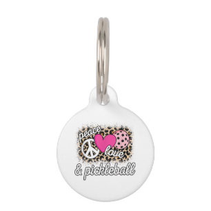Médaillon Pour Animaux Joli Paix Amour Joueur de Pickleball Drôle de Pick