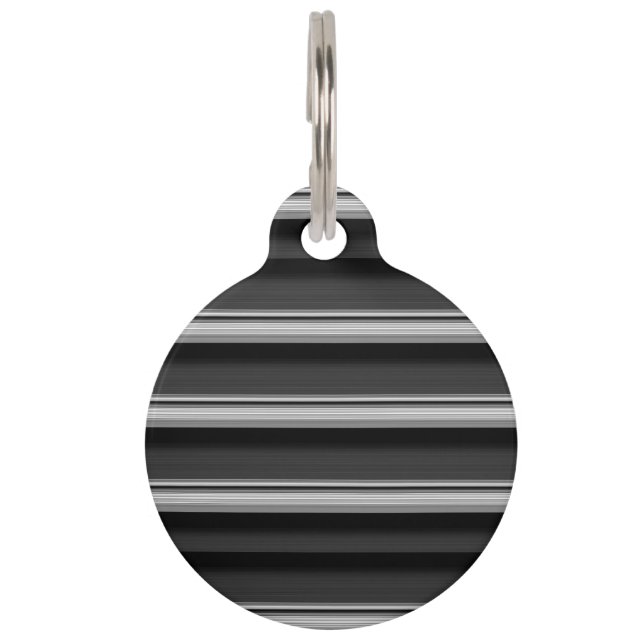 Médaillon Pour Animaux Jolies rayures noir gris (Devant)