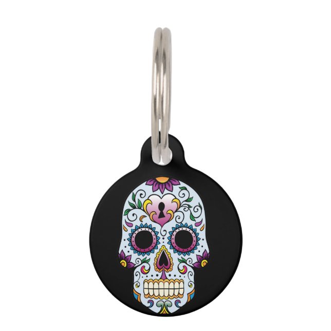 Médaillon Pour Animaux Jour du bleu mort de crâne de sucre (Devant)