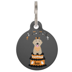 Médaillon Pour Animaux Joyeux Halloween Golden Retriever Fantôme Spooky B